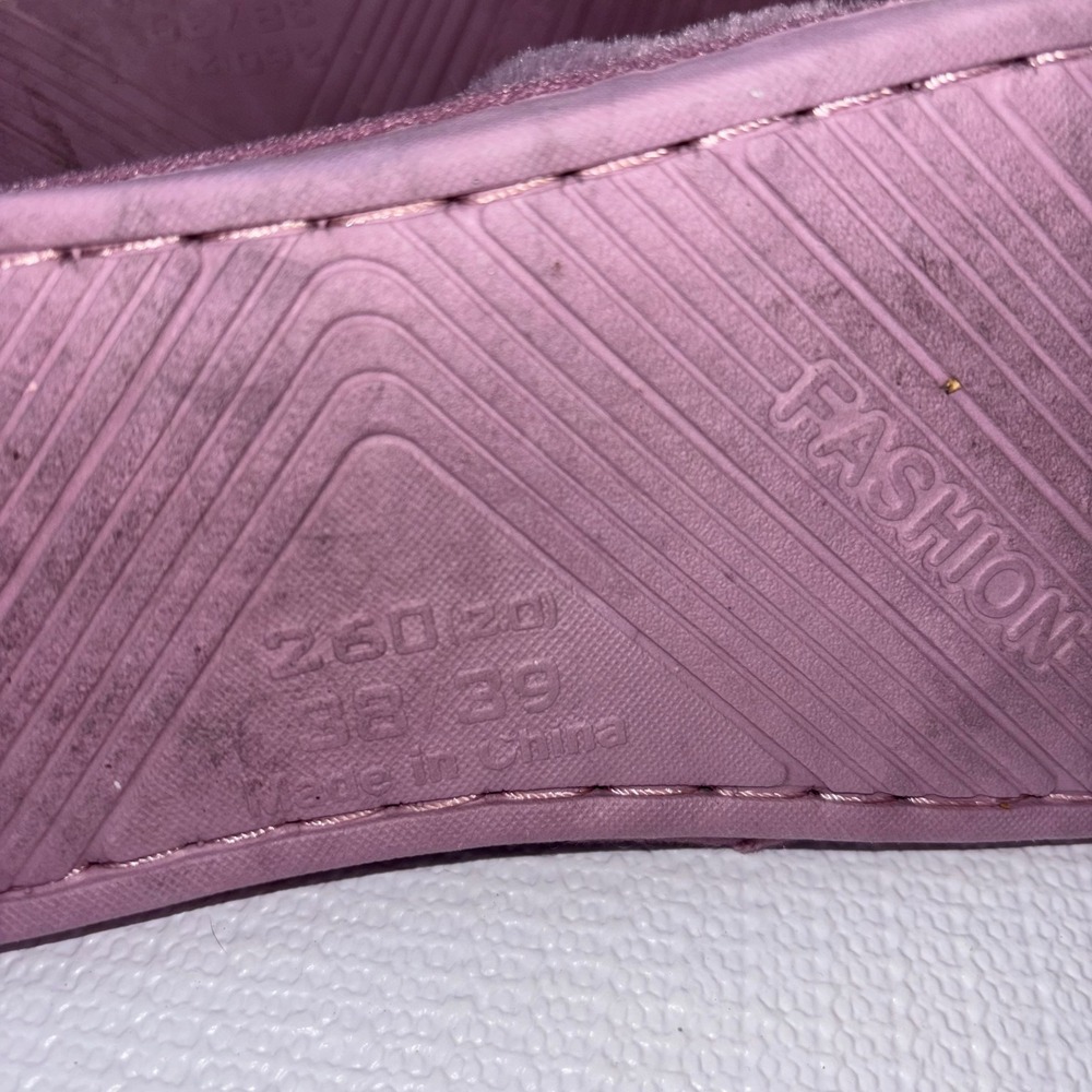 Womens Purple Fuzzy Plush L'Amour‎ Open Toe Slide Slippers - Picture 6 of 6